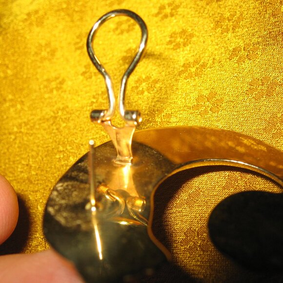 ❤️Stunning!  14K GOLD Panthere Panther Pierced with Omega Clip Earrings - Picture 4 of 8